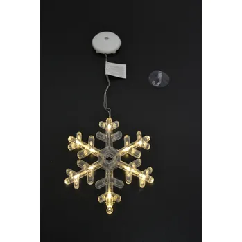 Vánoční dekorace Závěsné bateriové vánoční osvětlení do okna vločka teple bílá