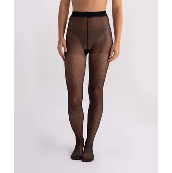 Dámské punčochy Nadotec TEČKA. Černá se vzorem - 4 L