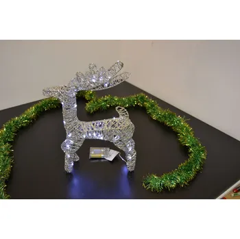 Vánoce PRC Vánoční osvětlení, drátěný sob na baterie 40cm, stříbrný