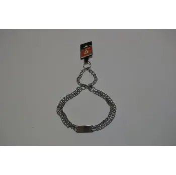 Obojek pro psa Polostahovací řetízkový obojek dvouřadý se jmenovkou 2 x 45, polostahovák