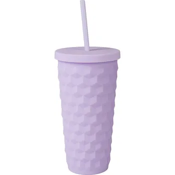 Fialový 3D hrnek s brčkem