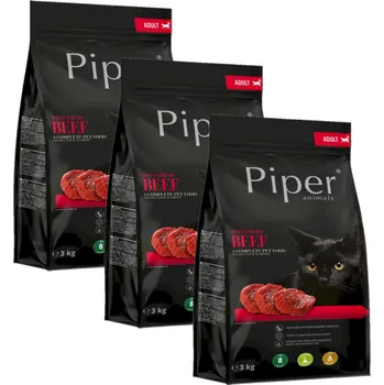 Krmivo pro kočku DOLINA NOTECI Piper Animals s hovězím masem pro kočky 3x3kg