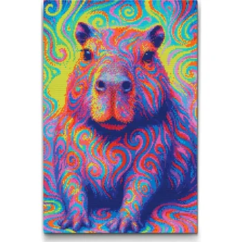 Diamantové malování Diamantové malování - Psychedelická capybara Velikost: 40x60cm, Rámování: Pouze srolované plátno, Diamanty: Kulaté