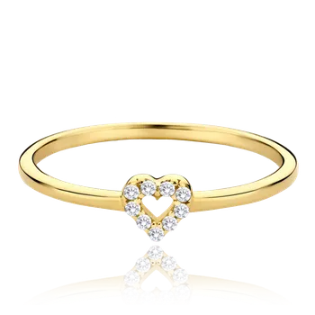 Prsten MINET Zlatý prsten srdíčko s bílými zirkony Au 585/1000 vel. 53 - 0,90g JMG0283WGR13