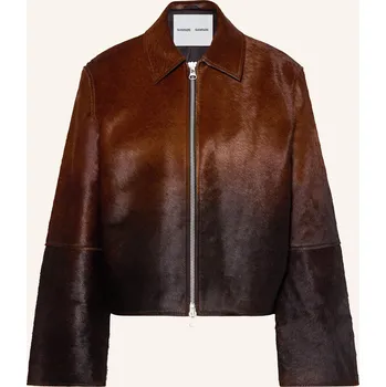 Dámský blejzr Samsøe Samsøe Dámská Kožená Bunda Salylo, tmavě hnědá /...