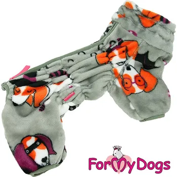 Obleček pro psa FOR MY DOGS plyšový overal FOX GREY, šedý Velikost: 18/XL