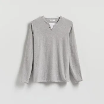 Pánský svetr Reserved - Henley svetr - středně šedá - 937GC-85M - 937GC-85M-M