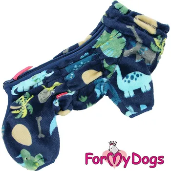 Obleček pro psa FOR MY DOGS plyšový overal DINO, modrý Velikost: 14/M