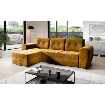 Sedací souprava Rozkládací rohová sedačka BARON hořčicová