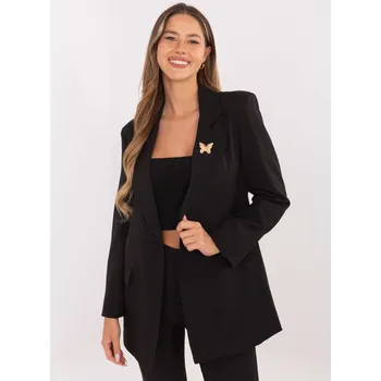 Dámské sako Černé dámské sako s broží a imitací kapes IT-MA-FL8315.85-black Velikost: L