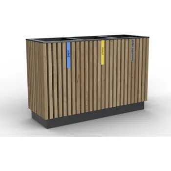 Venkovní odpadkový koš Koš na tříděný odpad LAMELA trojdílný