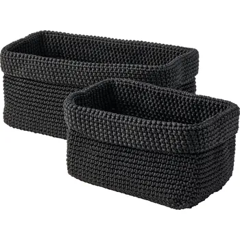 Úložný box W5 Závěsný organizér / Sada úložných košíků (sada úložných košíků, 2dílná, černá)