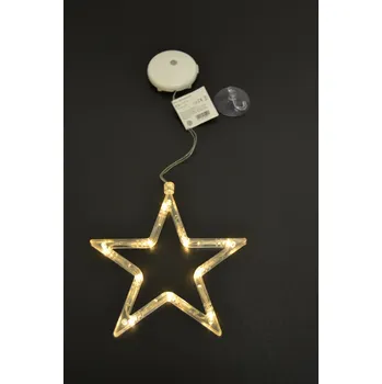 Vánoční dekorace Závěsné bateriové vánoční osvětlení do okna hvězda teple bílá