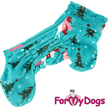 Obleček pro psa FOR MY DOGS plyšový overal XMAS REINDEER, zelený Velikost: 20/XXL