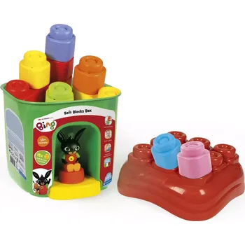 Stavebnice Měkké stavební kostky Soft Clemmy s víkem a postavičkou BING – 15 ks