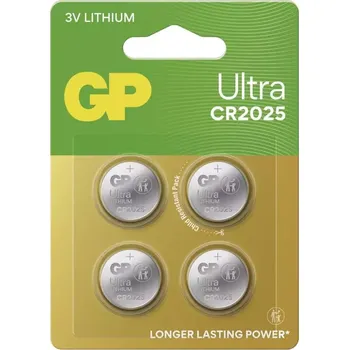 Baterie GP CR2025 Ultra, 3V Lithium knoflíková BL 4ks