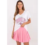 Bílo-růžový dámský set trička a plisované sukně se všitými šortkami RV-KMPL-A774.49-white-pink Velikost: ONE SIZE