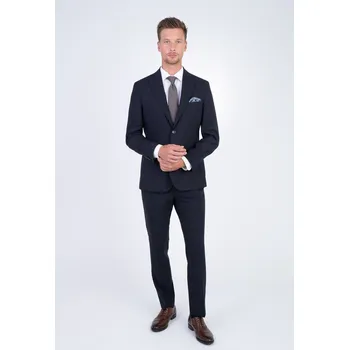 Pánský oblek Tmavě modrý strečový oblek V pohodlném střihu 194572