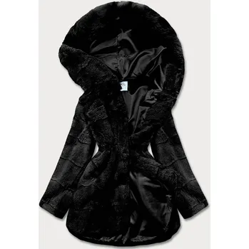 Černá kožešinová dámská bunda (CX009-1) odstíny černé L (40)