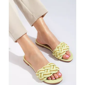 Dámské žabky Pěkné dámské nazouváky zelené bez podpatku 37