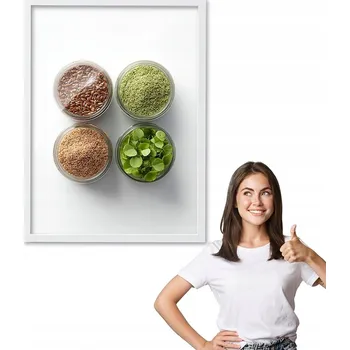 Obraz Obraz s rámem, vzor KOŘENÍ V SKLENICÍCH bílý rámeček 40x50 do kuchyně jídelny