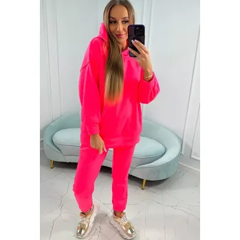 Dámská halenka Zateplená sada s mikinou s kapucí růžová neonová UNI