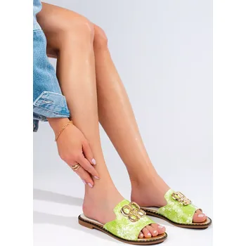 Dámské žabky Krásné nazouváky zelené dámské bez podpatku 38