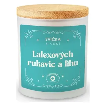 Žertovný předmět Svíčka s vůní latexových rukavic a lihu - vonná svíce s potiskem- Tričkový.cz