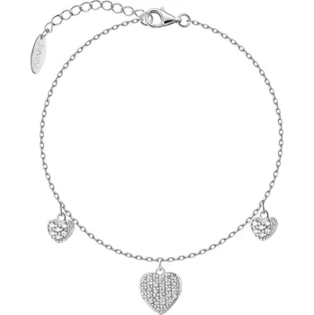 Náramek Stříbrný náramek se zirkony - srdce - AP541-0162