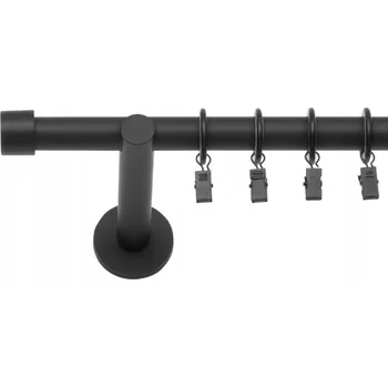 GARNÝŽ JEDNODUCHÝ 200 CM 19 MM ČERNÝ MAT TICHÉ ŽABKY ZAKONČENÍ LUNA