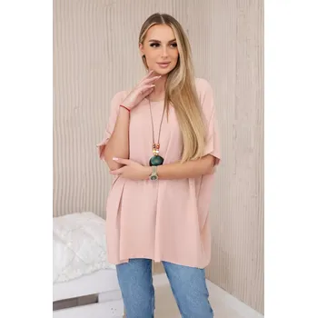 Oversized halenka s přívěskem tmavě pudrově růžová UNI