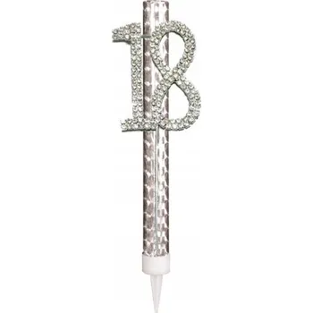 Dortová svíčka Dortová fontána Amscan k 18. narozeninám 15 cm stříbrná