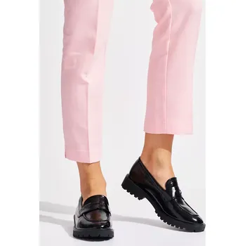 Dámské mokasíny Módní dámské černé mokasíny platforma 37