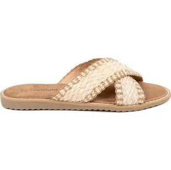 Dámské žabky Zajímavé hnědé nazouváky dámské na plochém podpatku 36