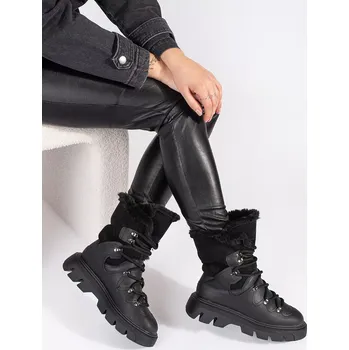 Dívčí sněhule Exkluzívní sněhule dámské černé platforma 39