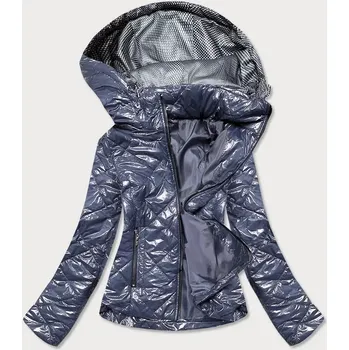 Šedo-světle modrá lesklá dámská bunda (BR9756-72) odstíny modré 46
