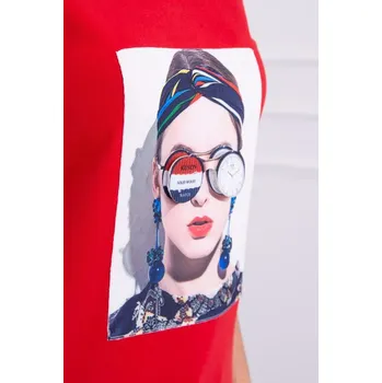 Dámská halenka Halenka s ženskou grafikou červená UNI