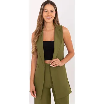 Dámská vesta Elegantní dámská olivová vesta s límečkem IT-KZ-FL5069.84-olive Velikost: S