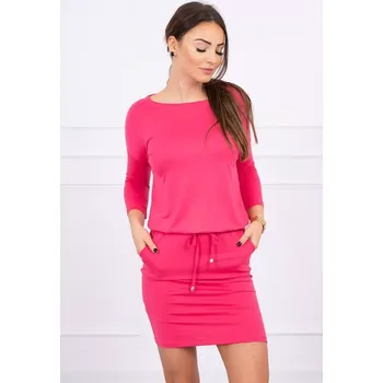 Dámské šaty Viskózové šaty vázané v pase fuchsiové barvy UNI