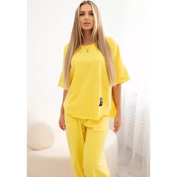 Dámská halenka Bavlněný komplet halenka + kalhoty žlutý UNI