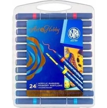 Markery akrylowe artystyczne dwustronne w walizce 24-kol. Art&Hobby, Astra