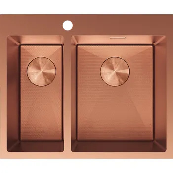 Granitový dřez Mexen Flexo dřez nerezový 1,5-komorový 610 x 510 mm, měď HC - 6446611500-65HC Ocelové dřezy