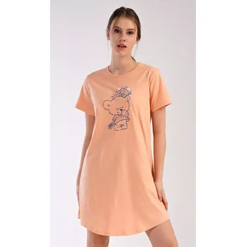 Dámská noční košile s krátkým rukávem Méďa s kytkou mentolová XL