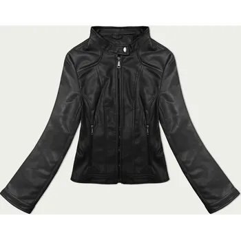 Krátká černá dámská bunda ramoneska se stojáčkem J Style (11Z8127) odstíny černé XL (42)