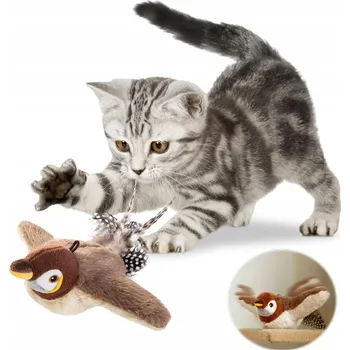 Hračka pro kočku Interaktivní plyšová Hračka pro ptáky pro kočky - pohyb a ptačí zvuky USB