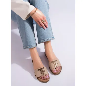 Dámské žabky Trendy dámské nazouváky hnědé bez podpatku 37