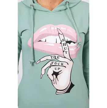 Dámské šaty Šaty s delšími zády a barevným potiskem tmavě mátové barvy UNI