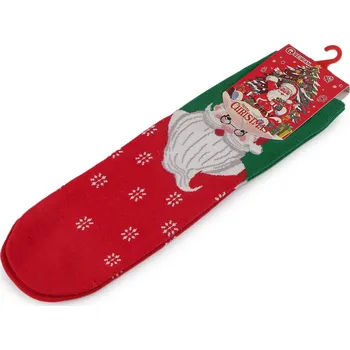 Dámské ponožky Dámské / dívčí vánoční ponožky, barva 8 červená Santa
