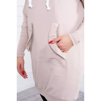 Dámské šaty Šaty s ozdobnými volánky a kapucí béžové barvy UNI