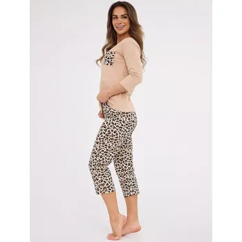 Dámské oblečení Cornette 602/441 Panther 4 3/4 3XL-5XL dámské pyžamo béžová 5XL